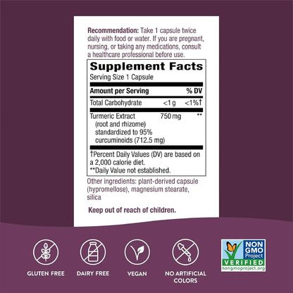 Cúrcuma Estandarizada 750 Mg 60 Cápsulas Veganas Pack Doble Nature's Way
