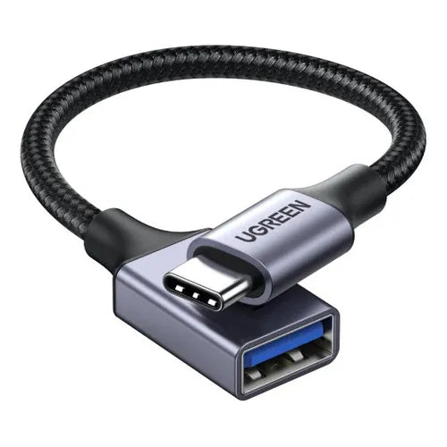 Cable Adaptador Ugreen Usb-c A Usb 3.0 Otg De Nailon, 15 Cm, Color Gris Y Negro - Imagen 1