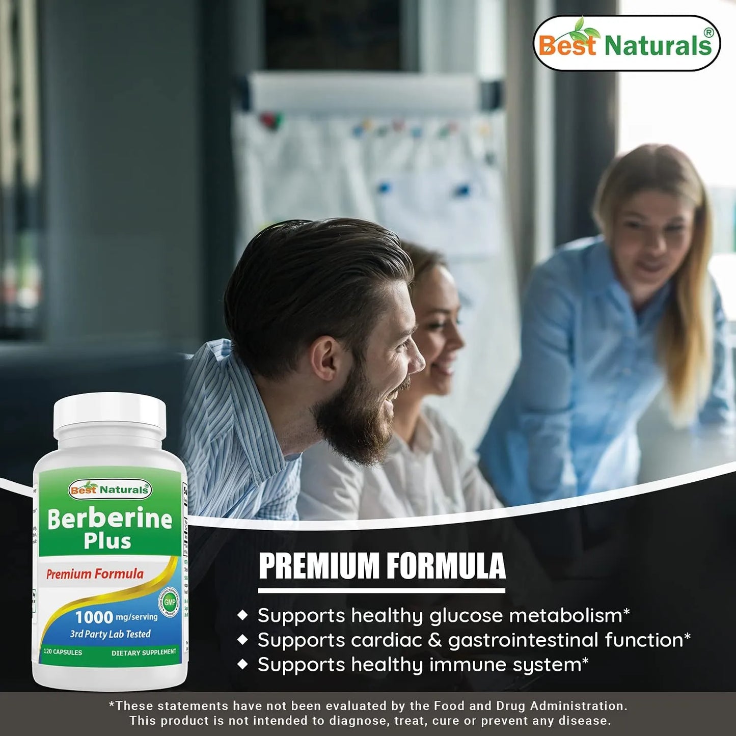 Berberina Plus 1000 Mg Cardiaco Gastrointestinal 360 Capsulas Best Naturals