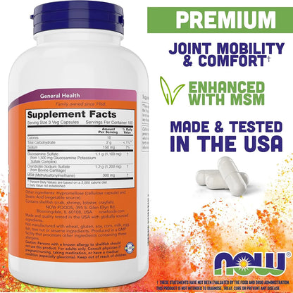 Glucosamina Condroitina Con Msm 300 Capsulas Salud Articular Now Foods