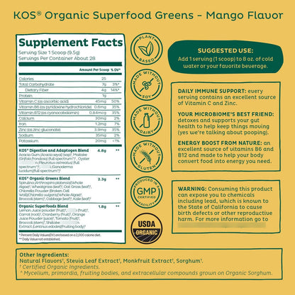 Polvo Organico De Superalimentos Verdes Para Salud Intestinal Fibra Prebiotica 28 Porciones