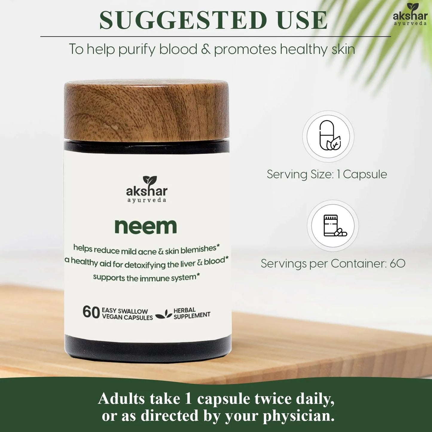 Capsulas De Neem Extracto Y Polvo De Hoja Para Salud Y Piel Clara Vegano Ayurveda