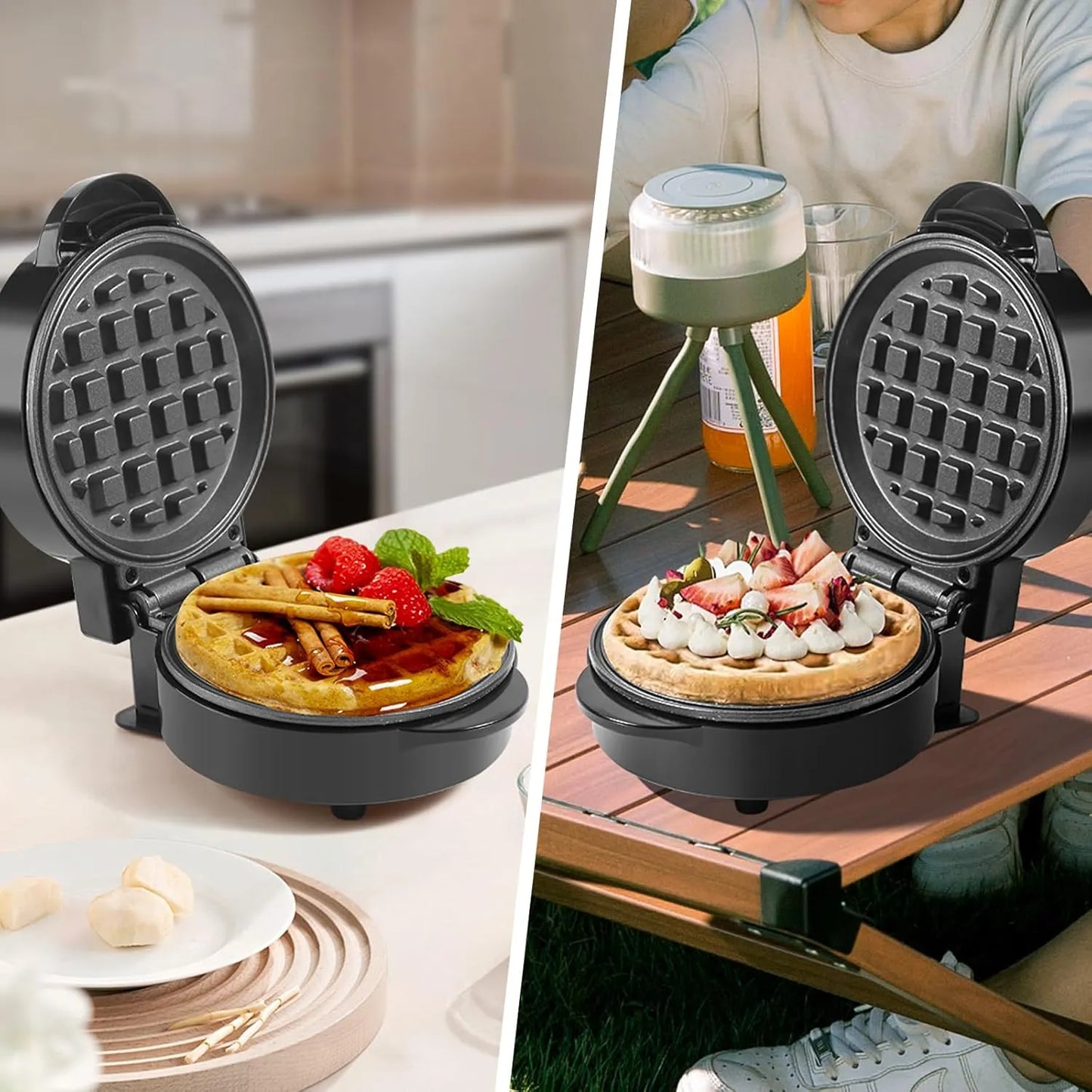 Mini Waflera Antiadherente Para Gofres Belgas Desayuno Rapido Facil Limpiar