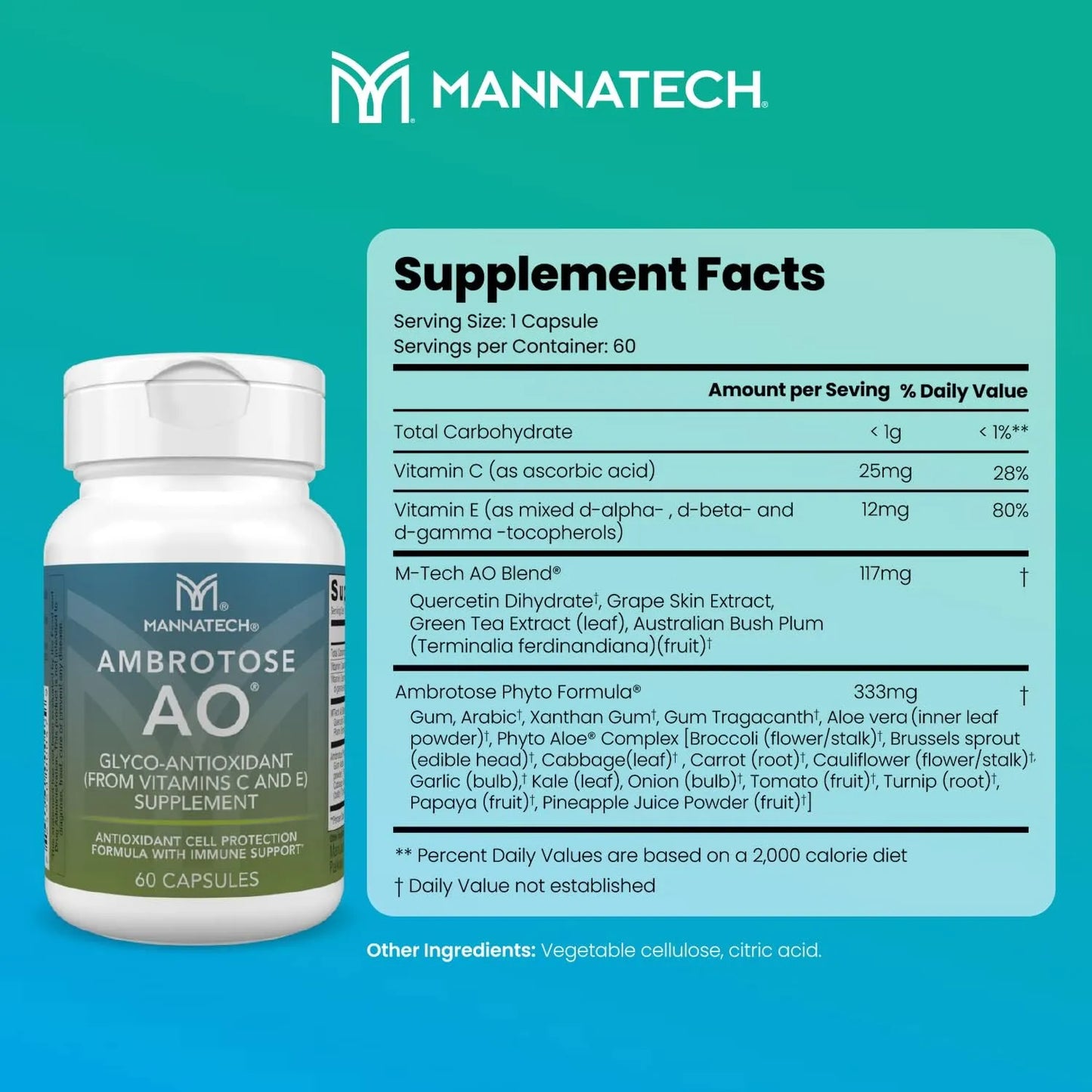 Capsulas Ambrotose Ao 60 Unidades Vitamina C Y E Antioxidante