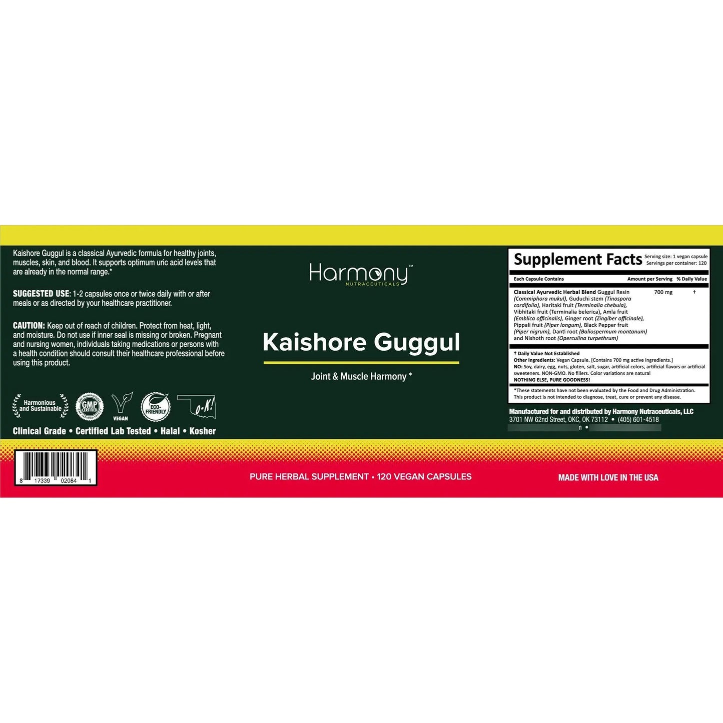 Kaishore Guggul 120 Cápsulas Fórmula Ayurvédica Para Articulaciones Y Piel