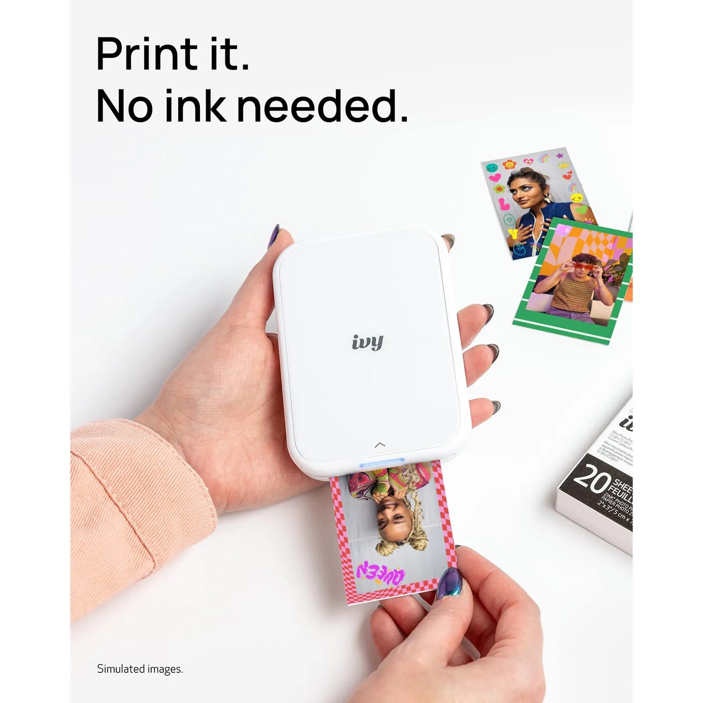 Papel Adhesivo Fotográfico ZINK 2x3 Pulgadas 100 Hojas Para Impresoras IVY