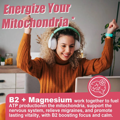 Gomitas B2 Bioactivas 400 Mg Riboflavina Con Magnesio Y Coq10 Energia Y Piel Sana