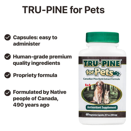 Capsulas Tru Pine Para Mascotas 60 Unidades Antioxidante Antiinflamatorio Natural