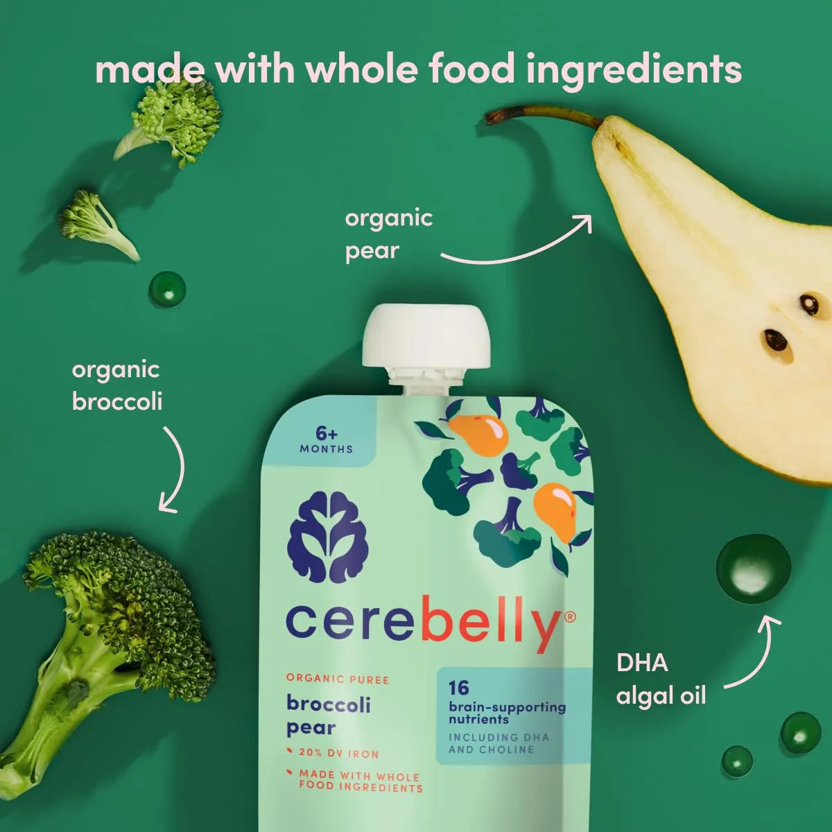 Bolsas Orgánicas De Verduras Para Bebés 113g 16 Nutrientes Cerebelly
