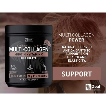 Proteína En Polvo Péptidos Colágeno Múltiple Premium Con Vitamina C Biotina Y Ácido Hialurónico Para Piel Cabello Y Uñas