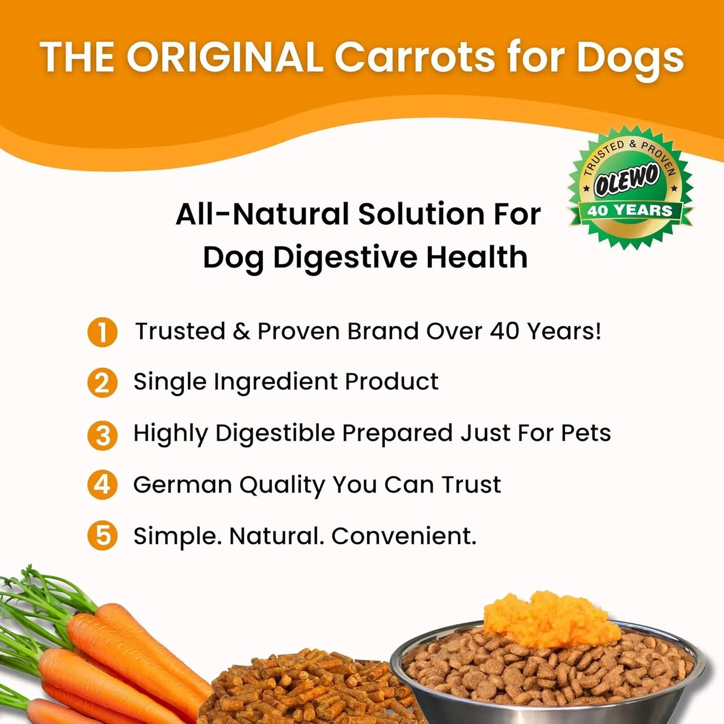 Olewo Zanahorias Deshidratadas 1 Kg Suplemento Digestivo Para Perros
