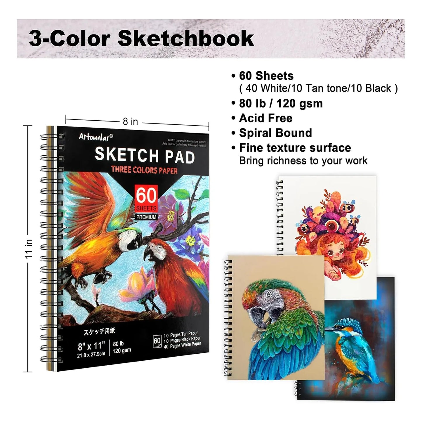 Set De Dibujo Profesional 72 Piezas Cuaderno Boceto 3 Colores Ideal Para Artistas