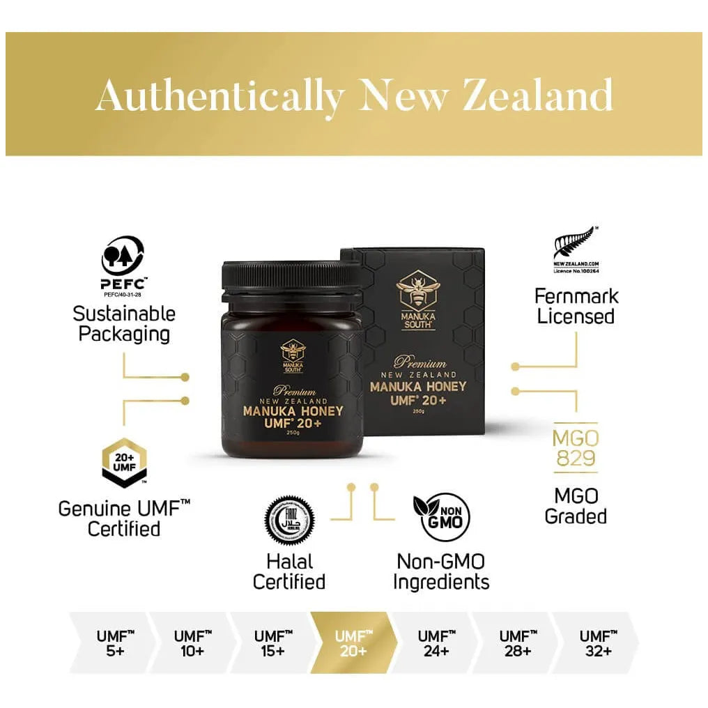 Miel De Manuka Cruda UMF 20+ MGO 829+ Natural 250g Importada De Nueva Zelanda
