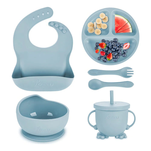 Juego Alimentacion Bebe Silicona Losecu 6 Piezas Seguro Y Practico