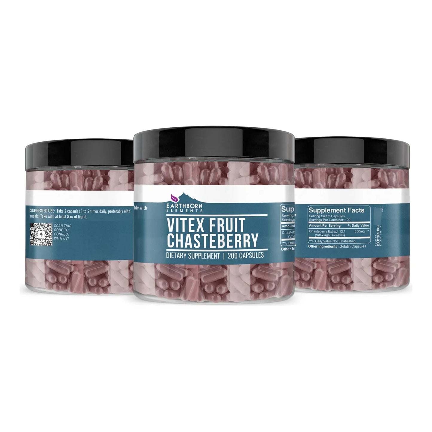 Vitex Chasteberry 200 Cápsulas Puro Sin Aditivos Extracto Natural