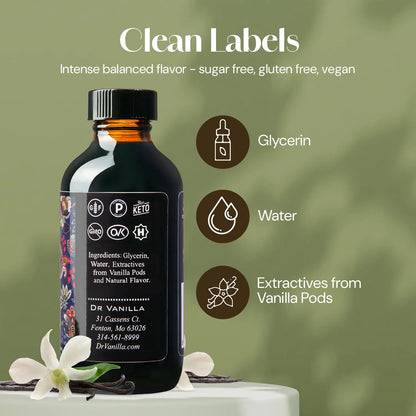 Vainilla Natural Sin Alcohol 113 40ml Esencia Pura Para Postres Y Bebidas