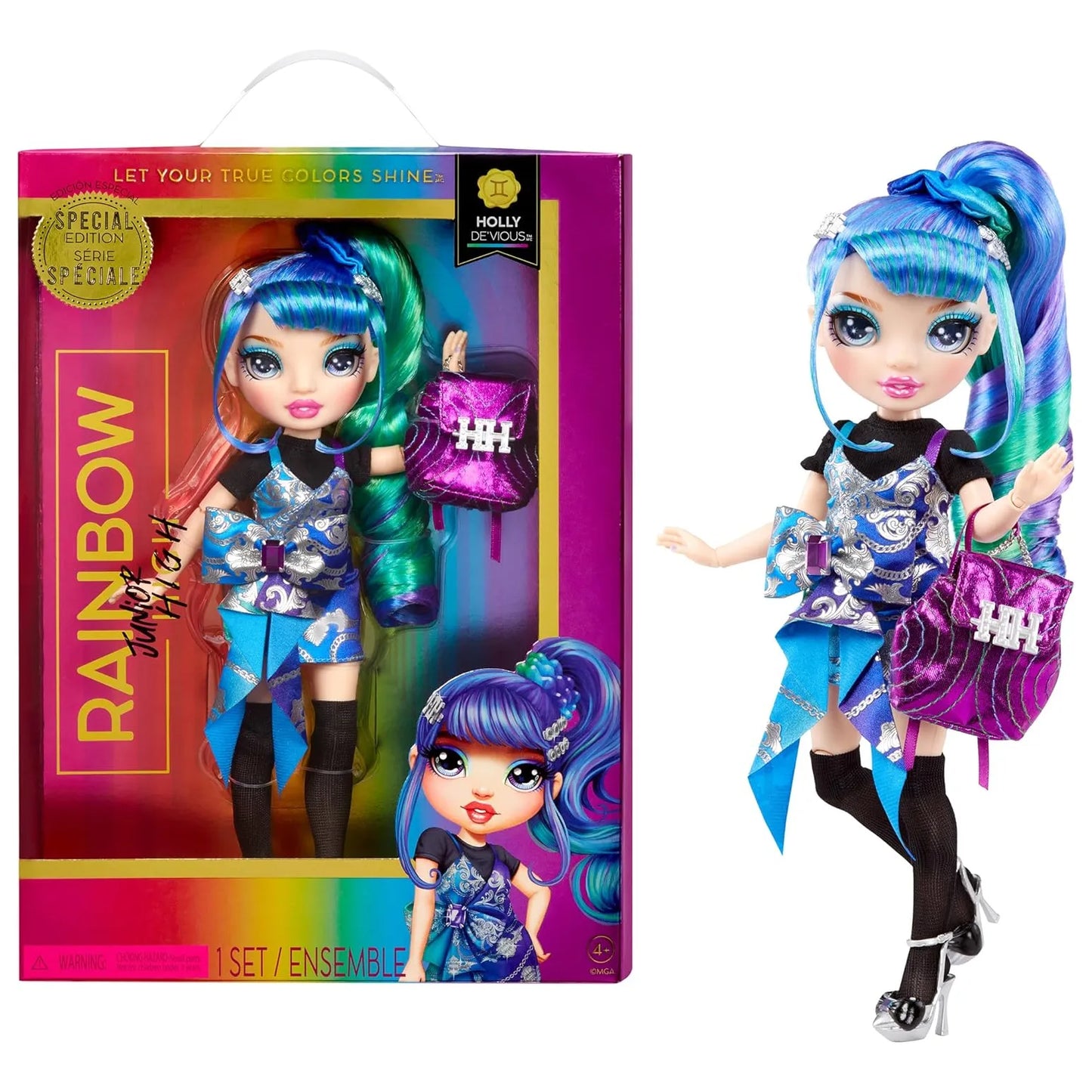 Muñeca De Moda Azul Y Verde De 22.86 Cm Con Accesorios Y Moc