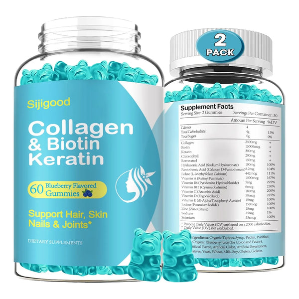 Gomitas De Biotina 15000 Mcg Con Colageno Queratina Acido Hialuronico Para Piel Cabello Uñas