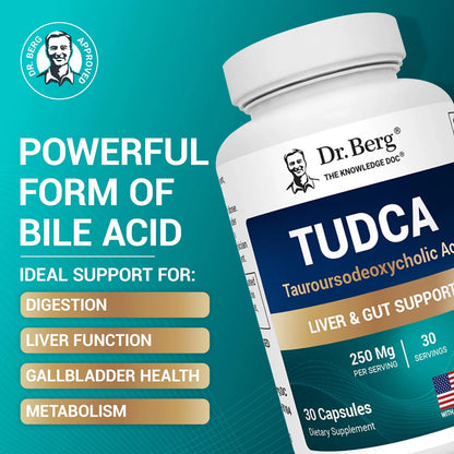Dr Berg TUDCA Suplemento Salud Hepatica Flujo Biliar Vesicula 30 Capsulas