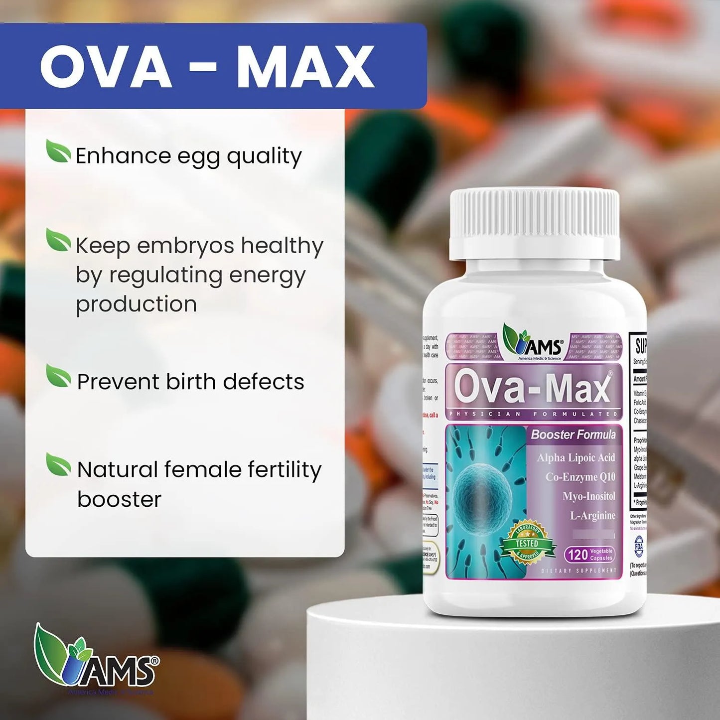 Vitaminas Prenatales Ova Max 120 Capsulas Mejora Fertilidad Y Ovulacion
