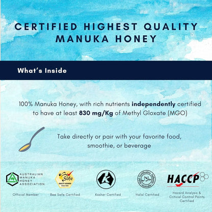 Miel De Manuka Pura Orgánica Cruda MGO 830+ Para Salud Digestiva Piel Y Energía