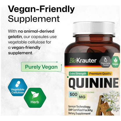 Capsulas De Quinina 500 Mg Para Calambres En Piernas 100 Unidades Vegano