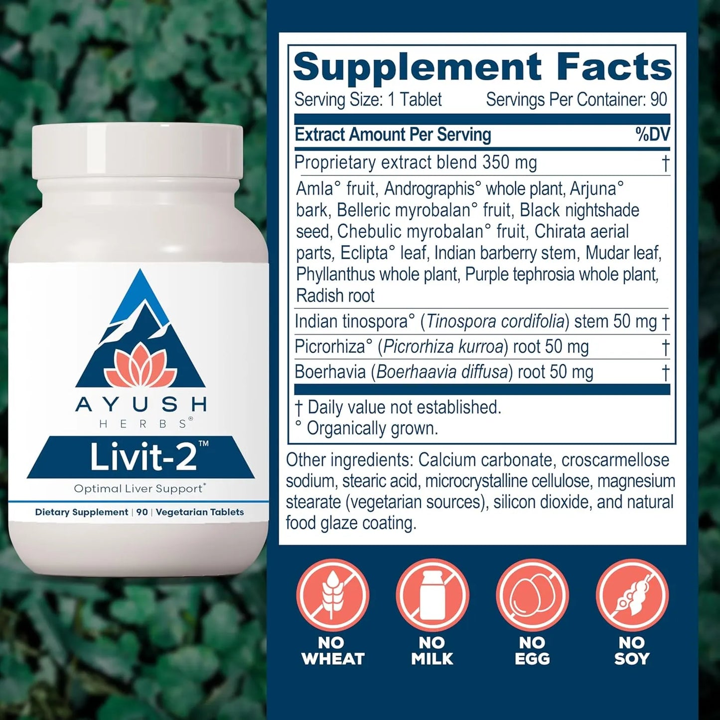Suplemento Hepatico Ayurvédico Ayush Herbs Livit 2 90 Tabletas Naturales