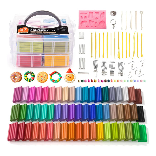 Kit Arcilla Polimerica 57 Colores Con Herramientas Y Accesorios Creativos