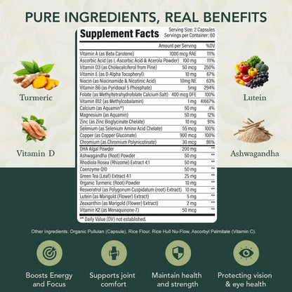 Multivitaminico Completo Diario Adultos Energia Natural Inmunidad 40+