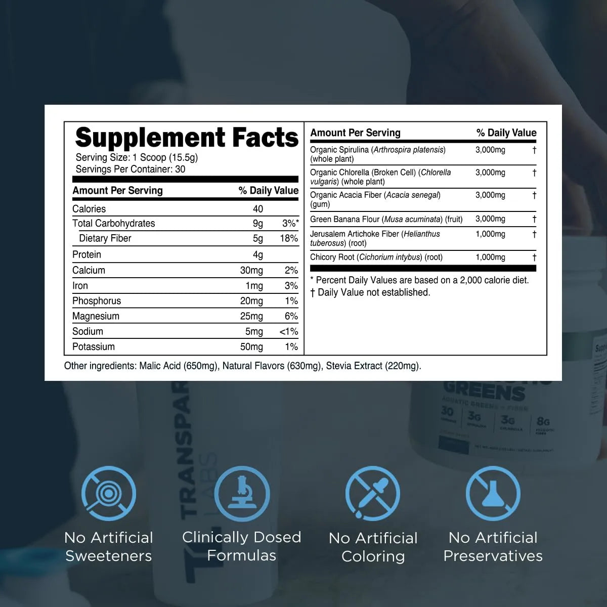 Prebiotic Greens Suplemento Superalimenticio Antioxidantes Espirulina Chlorella 30 Porciones