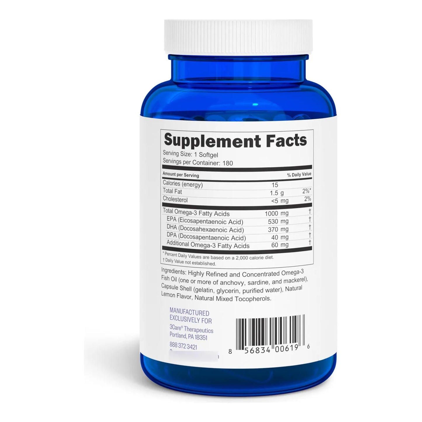 Aceite De Pescado Omega 3 2000 Mg 1060 Mg Epa 740 Mg Dha 180 Cápsulas Blandas