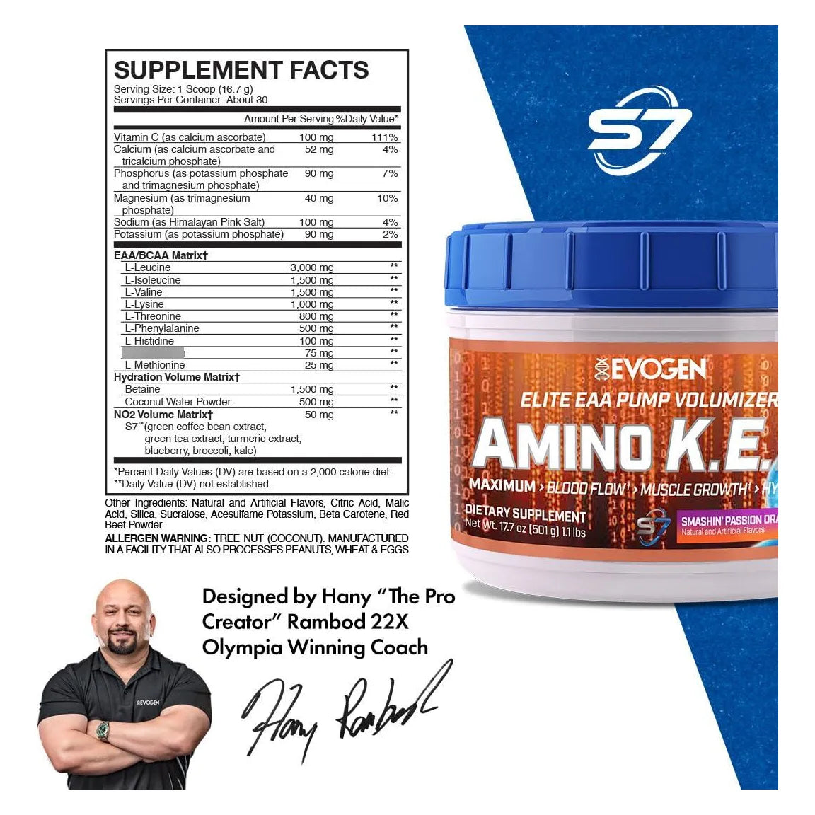 Volumizador En Polvo Eaa Bcaa Para Crecimiento Muscular E Hidratacion Sabor Naranja Pasión 30 Porciones