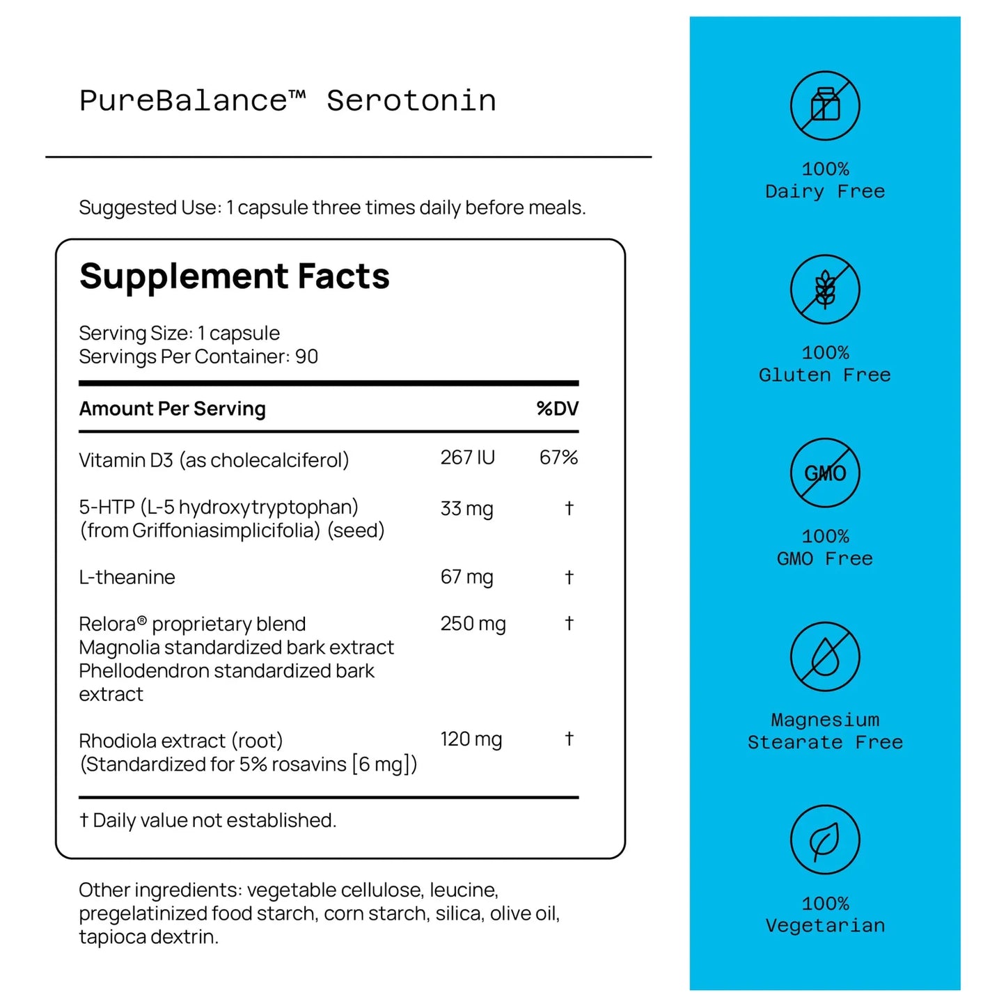 Suplemento 5 HTP Con Relora Y Rhodiola 90 Capsulas Aumenta Serotonina Naturalmente