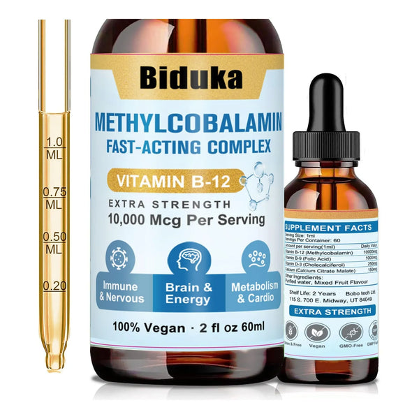 Gotas Líquidas Sublinguales Vitamina B12 10000 Mcg Con D3 Y B9 Energía Y Salud
