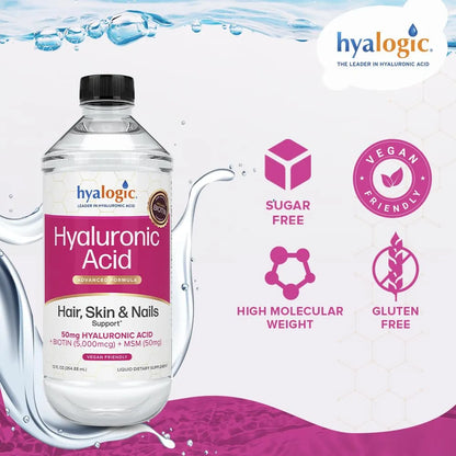 Suplemento Líquido Ácido Hialurónico Cabello Piel Uñas 5000 Mcg Biotina 50 Mg Msm