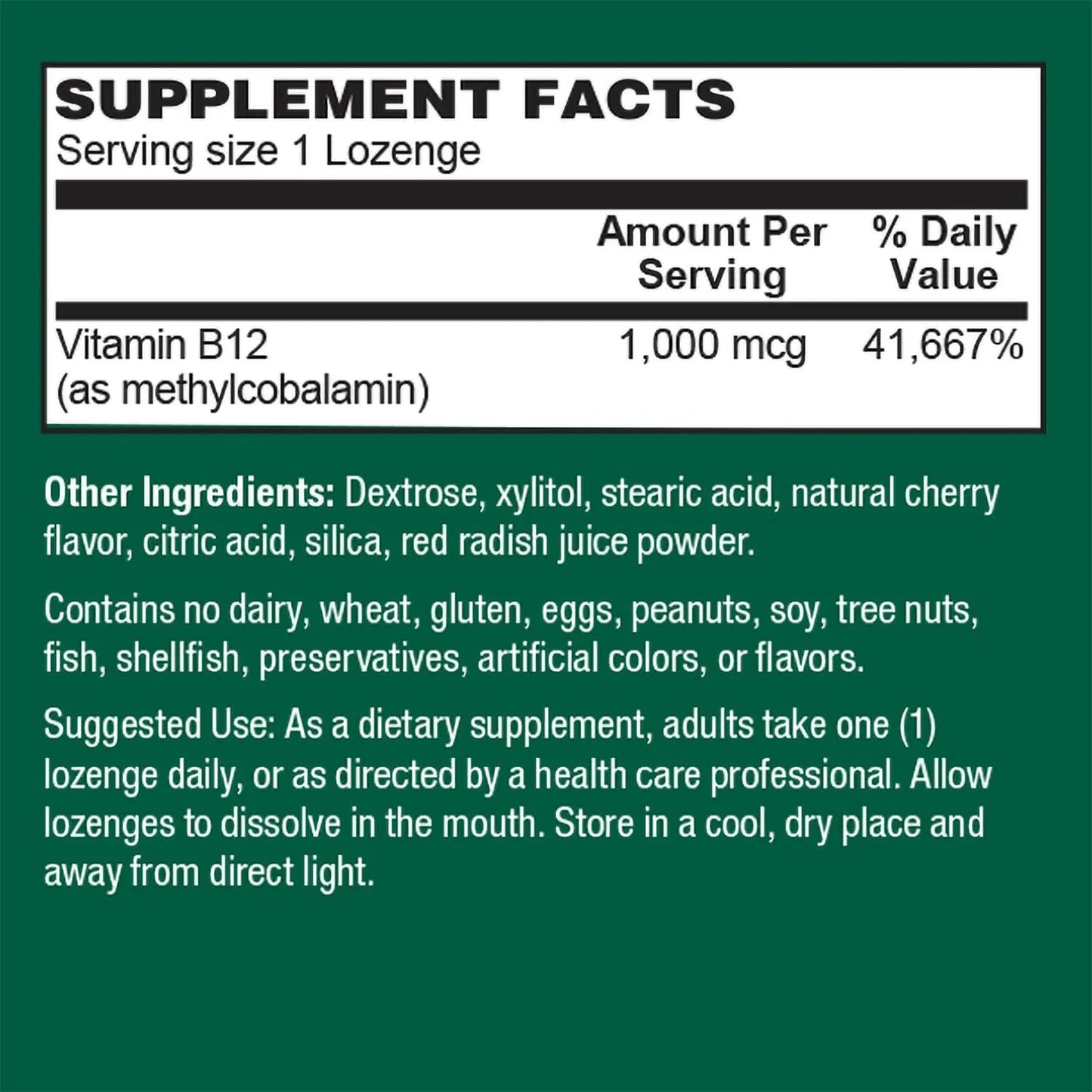 Vitamina B12 Sublingual 1000 Mcg Metilcobalamina Sabor Cereza Energía Y Salud