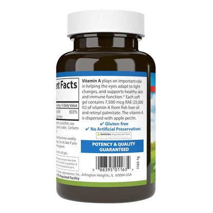 Vitamina A 25000 Ui Con Pectina Para Vision Nocturna Y Piel Saludable 300 Capsulas