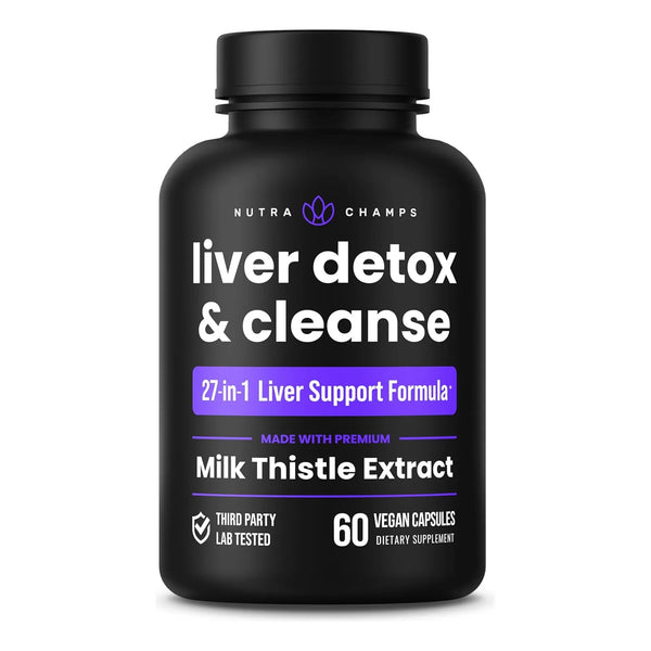 Fórmula Detox Hepática Con Extracto De Cardo Mariano Y 20 Hierbas NutraChamps