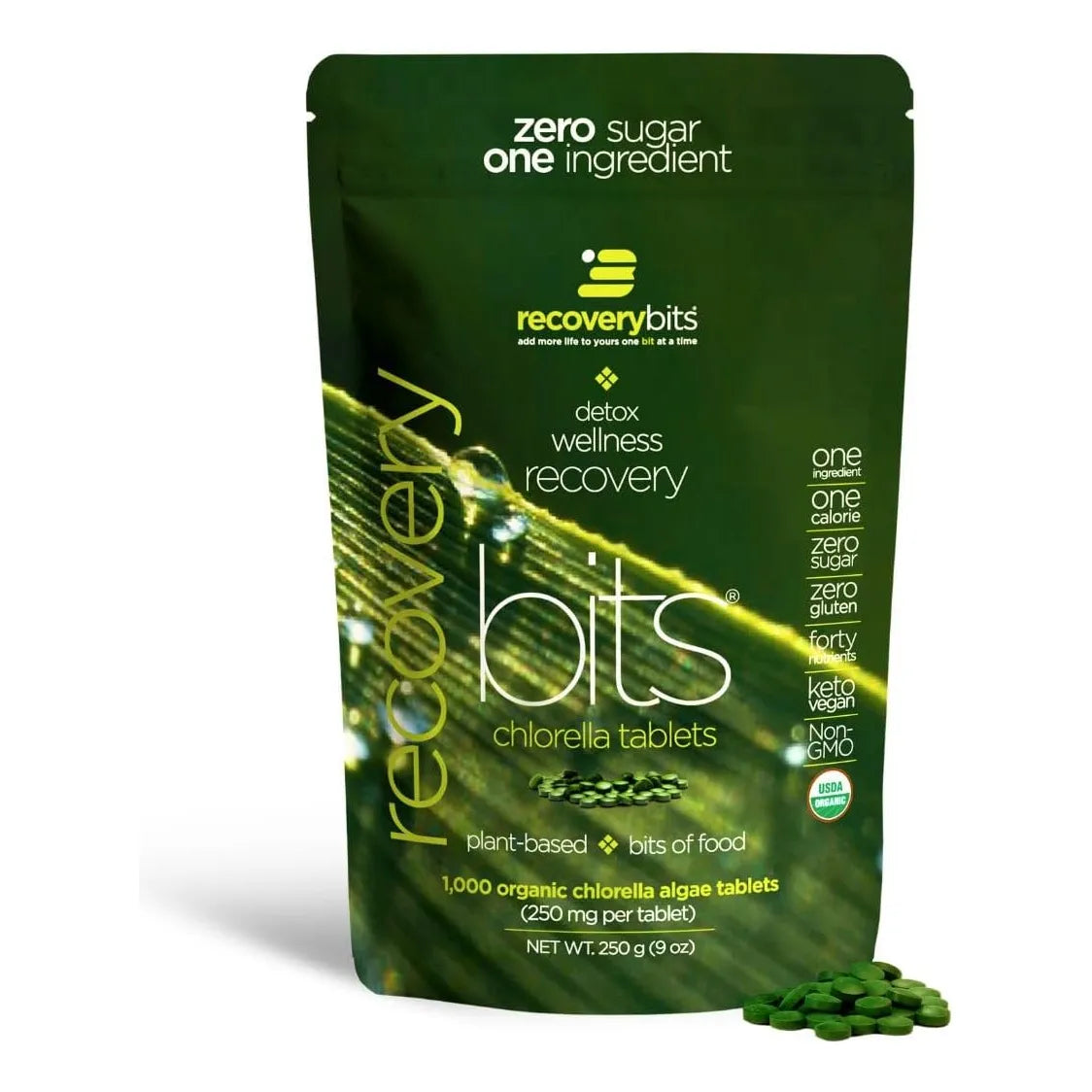 Tabletas Orgánicas De Chlorella RECOVERYbits Superalimento Vegano