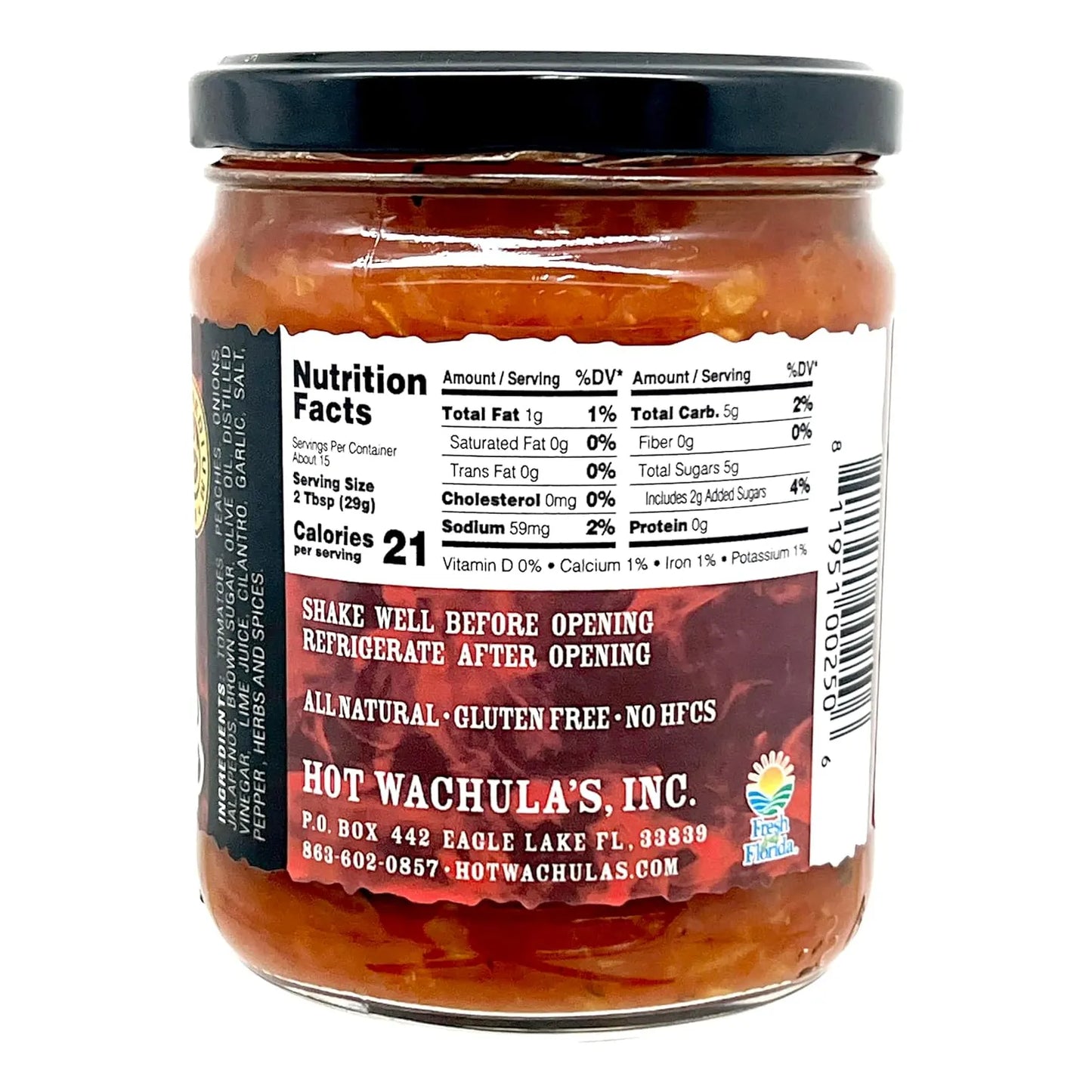 Salsa De Melocotón Dulce Y Picante Hot Wachula 250 Ml Importada