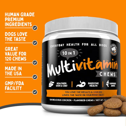 Golosinas Masticables Multivitamínicas 10 En 1 Para Perros Salud Articular Y Pelaje Brillante