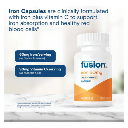 Suplemento De Hierro 60 Mg Con Vitamina C Capsulas Faciles De Tragar Sin Alergenos