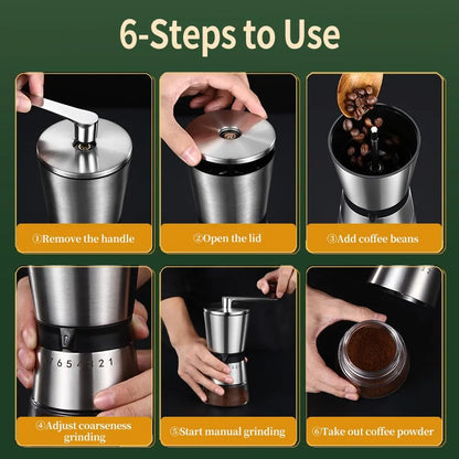 Molinillo Manual De Café 8 Ajustes Grosor Portatil Gran Capacidad