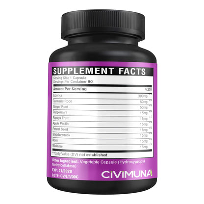 Cápsulas De Regaliz 6650 Mg Con Cúrcuma Y Jengibre Para 3 Meses