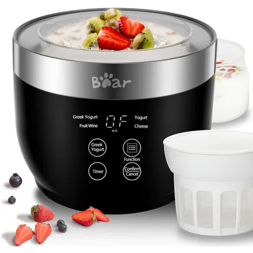 Maquina Para Hacer Yogur Griego Bar Negro Con Colador Y Temporizador 1 Litro