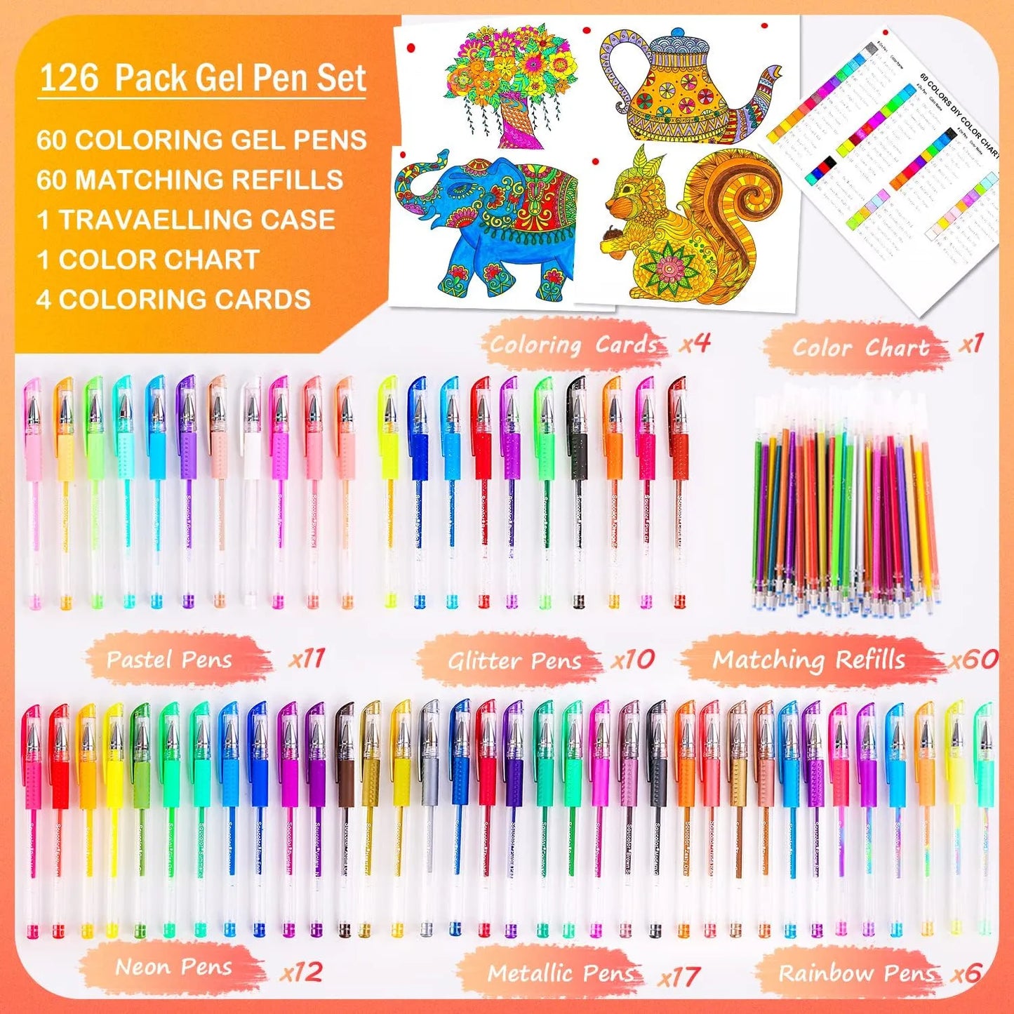 Boligrafos De Gel Soucolor 120 Und Colores Vibrantes Estuche Incluido