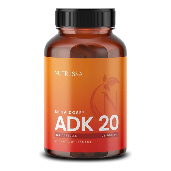 Suplemento ADK 20 Vitaminas A D K 25000 UI Para Salud Inmune Y Ósea 120 Cápsulas Veganas