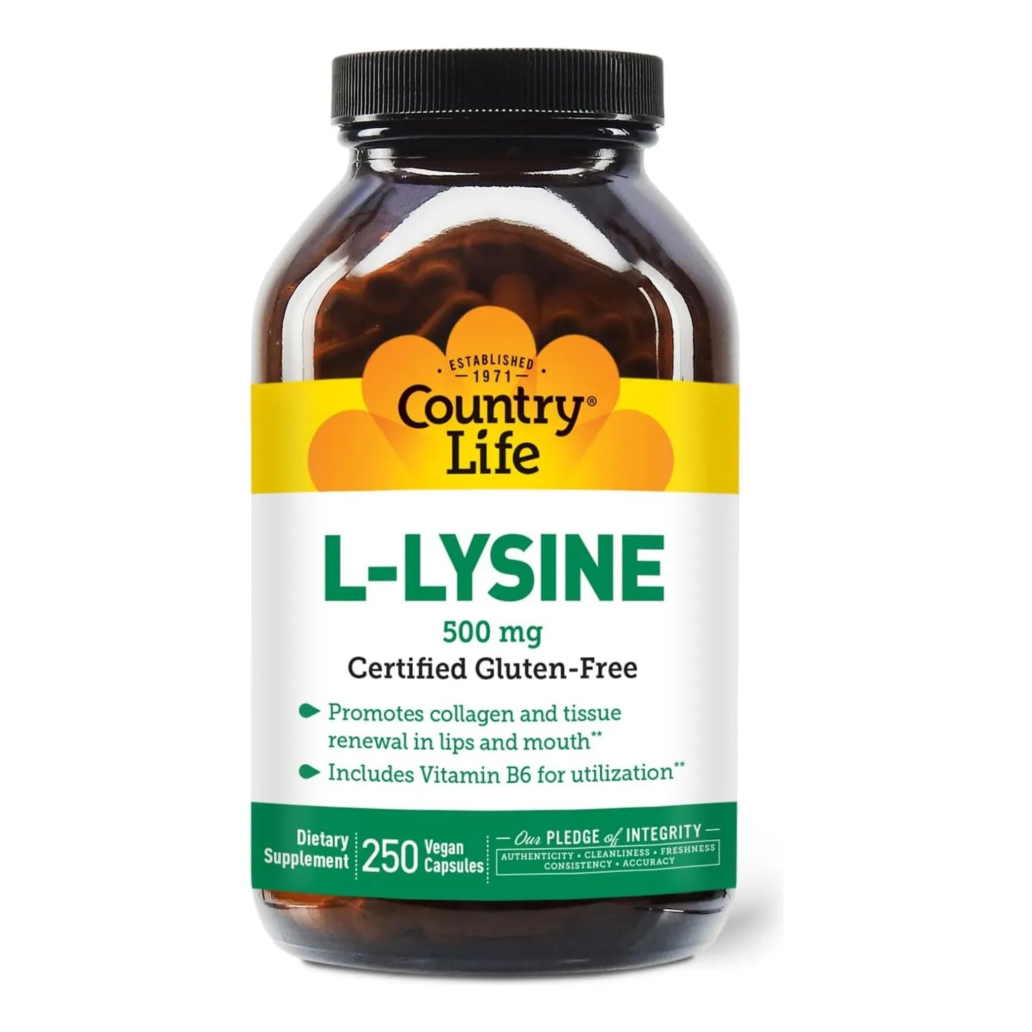 L Lisina 500mg Con B6 Refuerza Sistema Inmune Y Renovación De Colágeno 250 Cápsulas Veganas