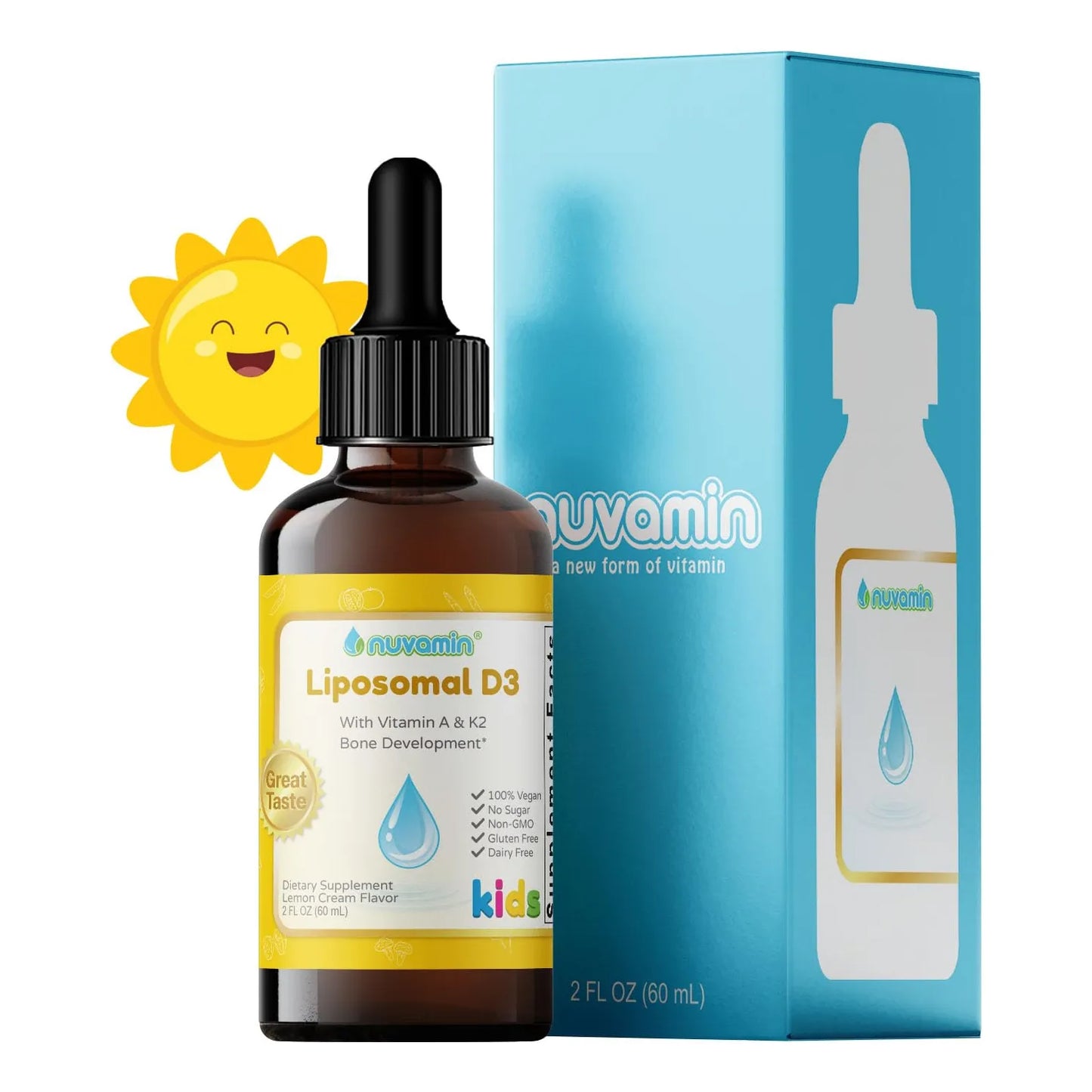 Gotas Liposomales Líquidas D3 Con Vitamina A Y K2 Para Bebés Niños Y Adultos Nuvamin