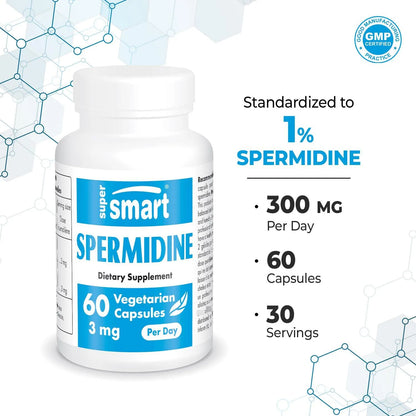Espermidina 3 Mg Extracto Almidón Arroz 60 Cápsulas Suplemento Antioxidante
